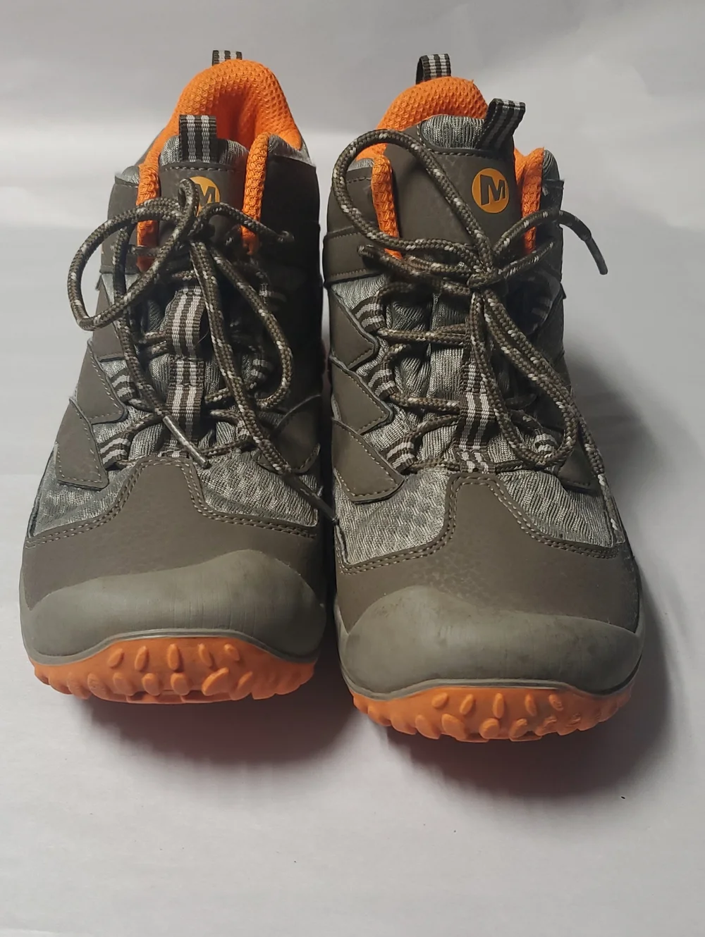Merrell Chameleon 7 Mid Lace-Up Waterproof Kids' Gray and Orange Trail Boot 3